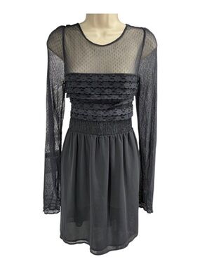 Free People Gray Lace Mesh
Long Sleeve Mini Dress Size 8
Sheer